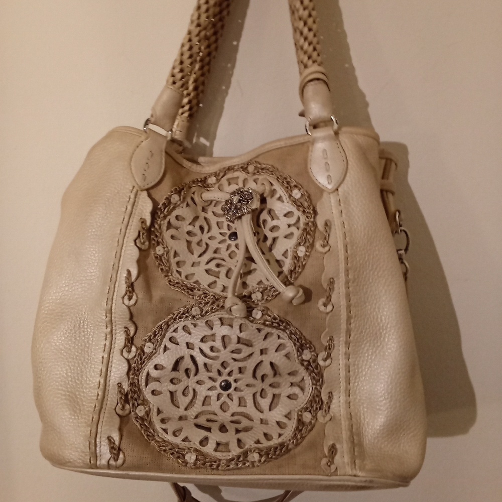 Brighton Nichola Collection Elegant Pearl Pebble Leather Handbag/ Crossbody